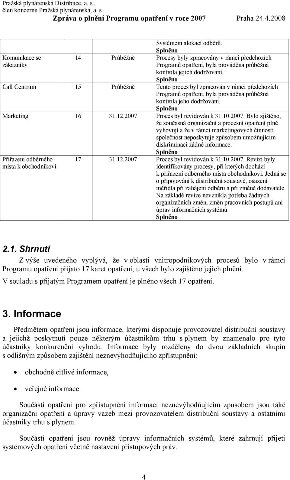 Proces byl revidován k 31.10.2007.