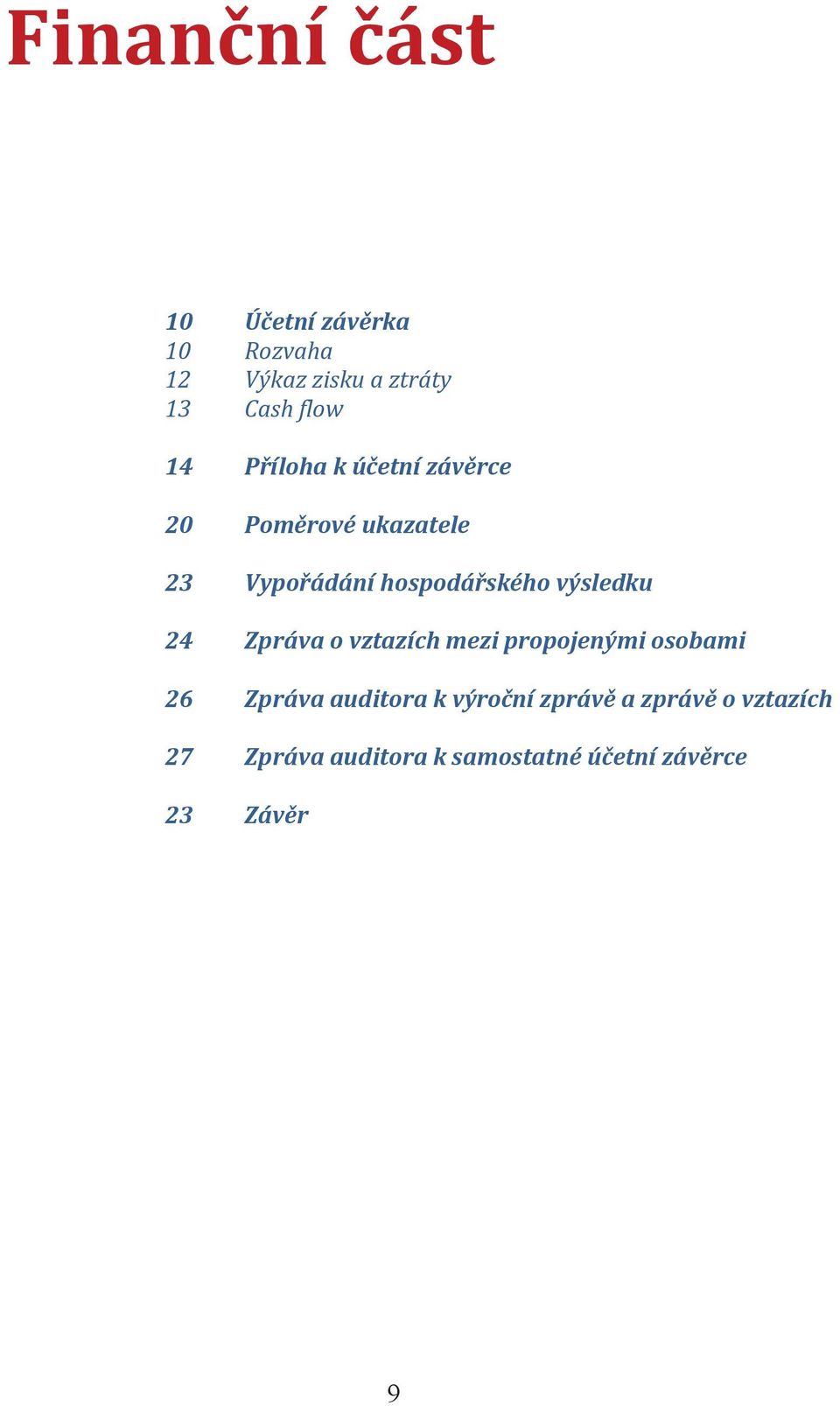 výsledku 24 Zpráva o vztazích mezi propojenými osobami 26 Zpráva auditora k