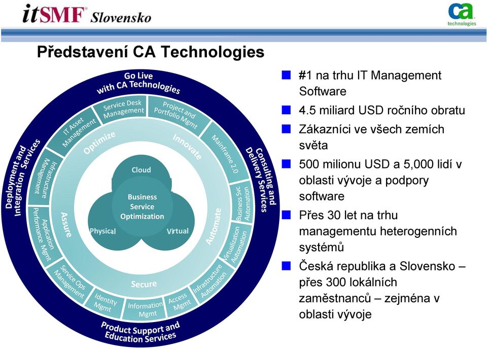 oblasti vývoje a podpory software Cloud Business Service Optimization Physical Virtual Přes 30