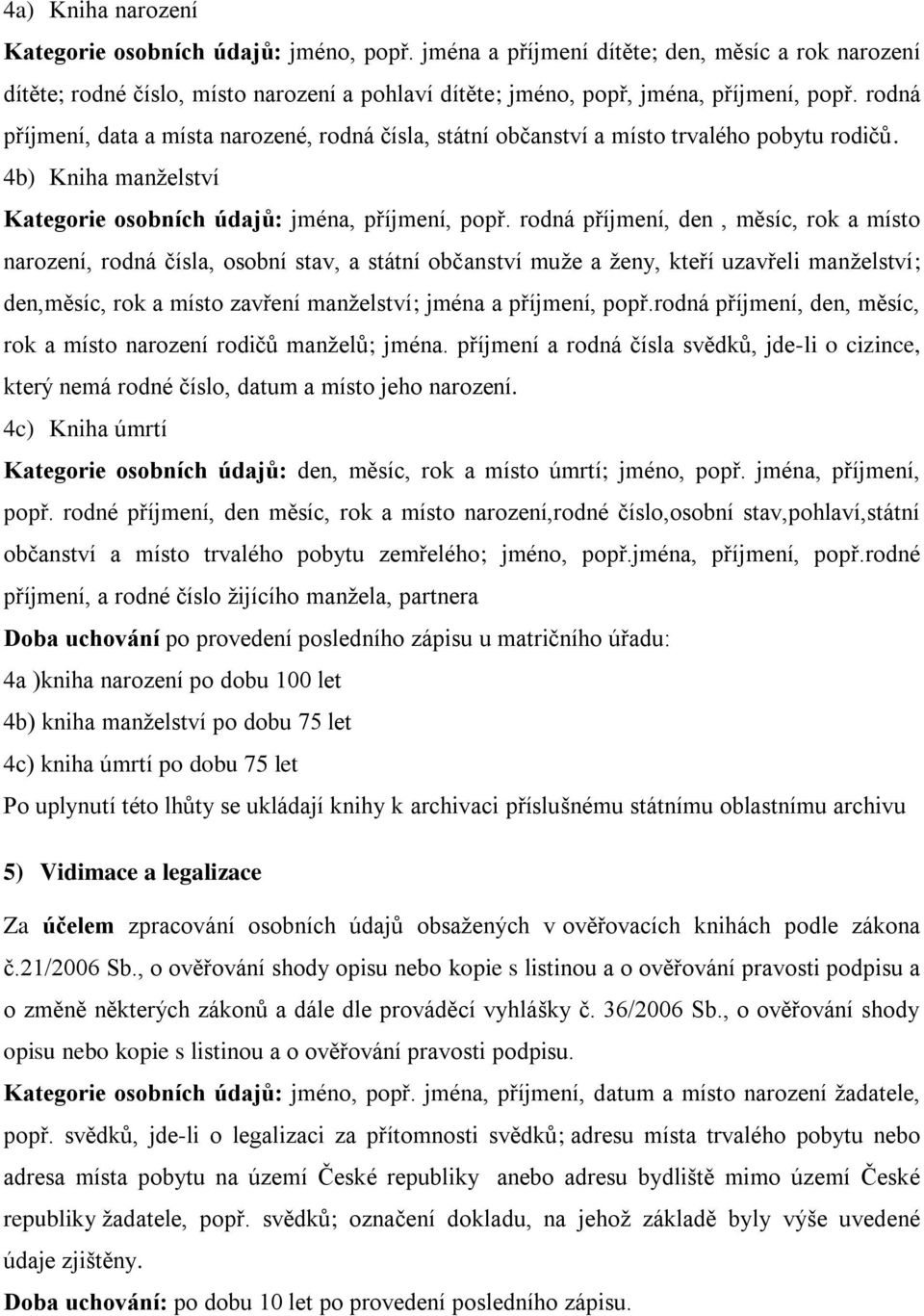 rodná příjmení, den, měsíc, rok a místo narození, rodná čísla, osobní stav, a státní občanství muže a ženy, kteří uzavřeli manželství; den,měsíc, rok a místo zavření manželství; jména a příjmení,