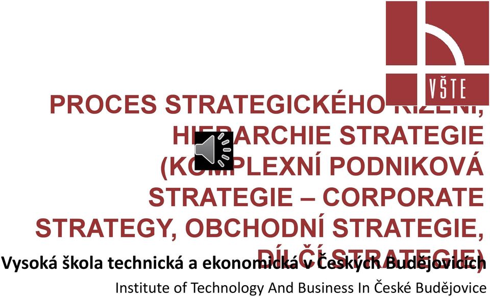 DÍLČÍ STRATEGIE) Vysoká škola technická a ekonomická v Českých