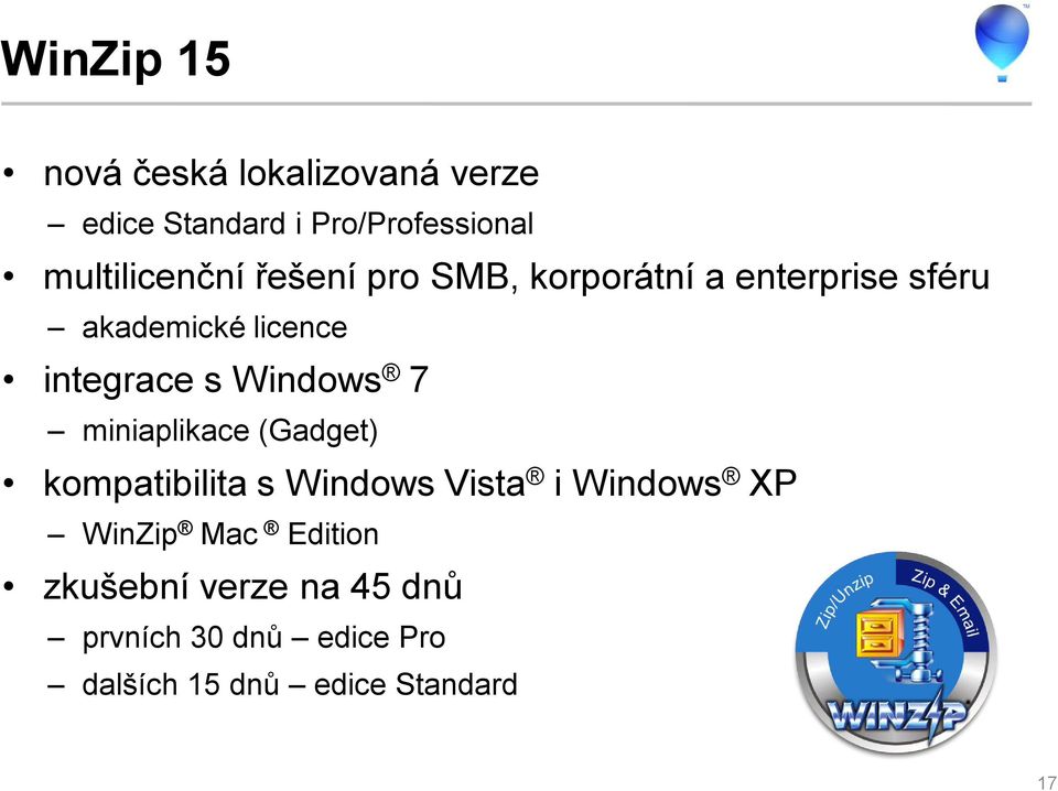 integrace s Windows 7 miniaplikace (Gadget) kompatibilita s Windows Vista i Windows
