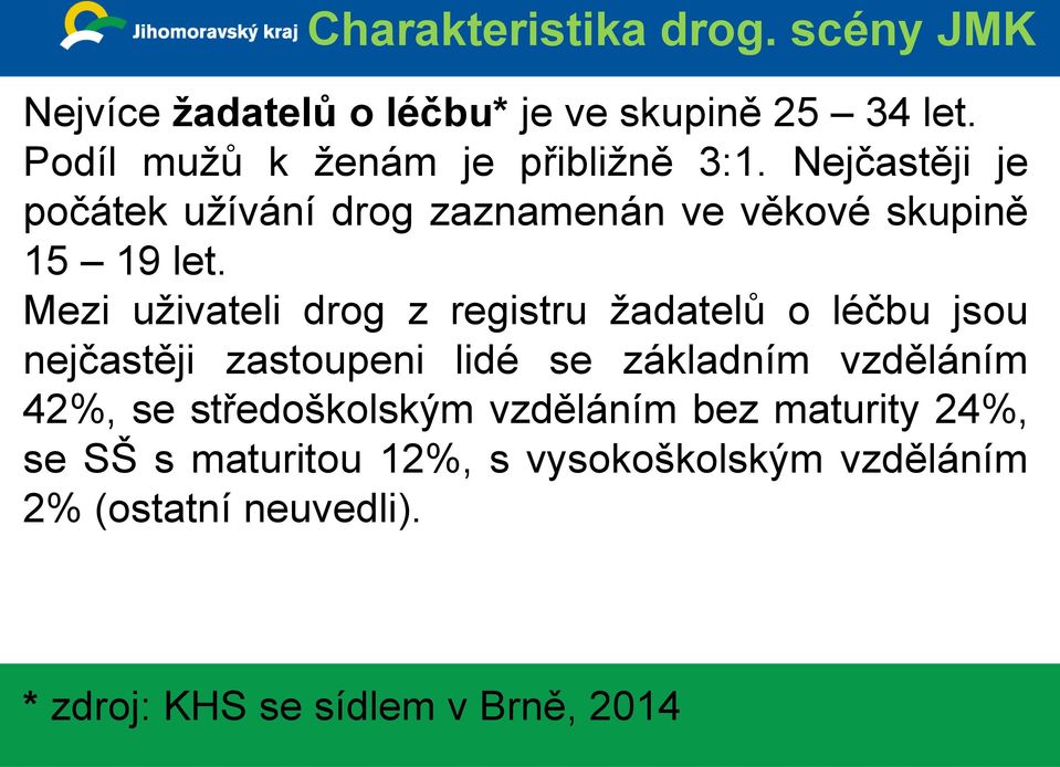 Mezi uživateli drog z registru žadatelů o léčbu jsou nejčastěji zastoupeni lidé se základním vzděláním 42%, se