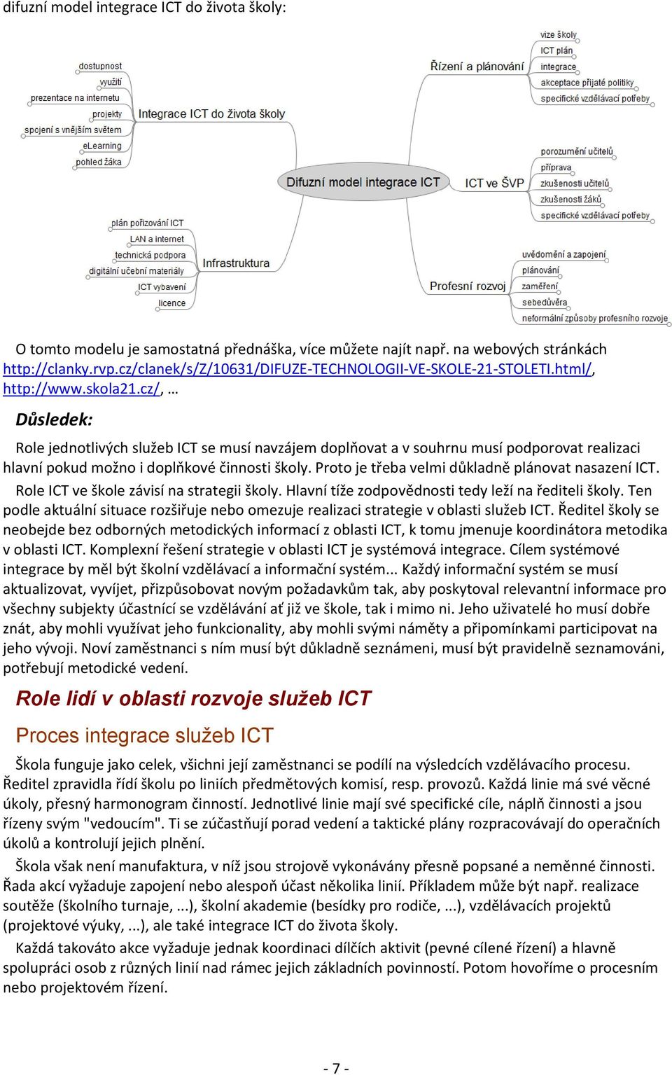 cz/, Role jednotlivých služeb ICT se musí navzájem doplňovat a v souhrnu musí podporovat realizaci hlavní pokud možno i doplňkové činnosti školy. Proto je třeba velmi důkladně plánovat nasazení ICT.