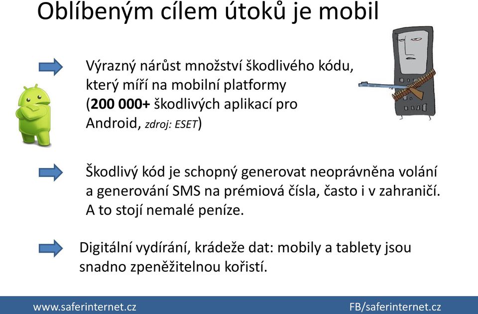 generovat neoprávněna volání a generování SMS na prémiová čísla, často i v zahraničí.