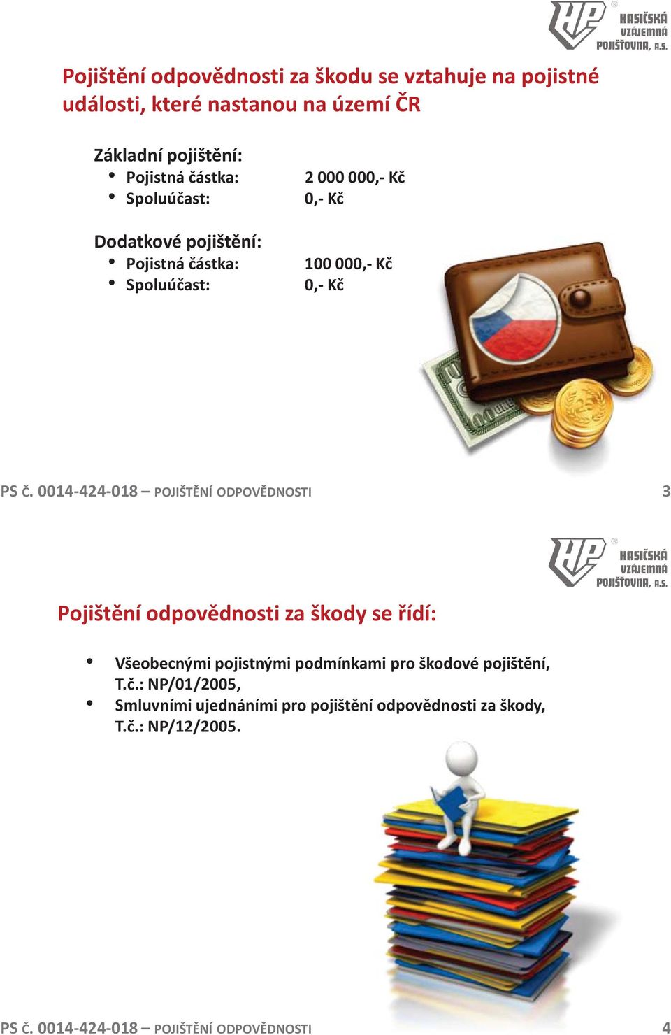 0014-424-018 POJIŠTĚNÍ ODPOVĚDNOSTI 3 Pojištění odpovědnosti za škody se řídí: Všeobecnými pojistnými podmínkami pro škodové