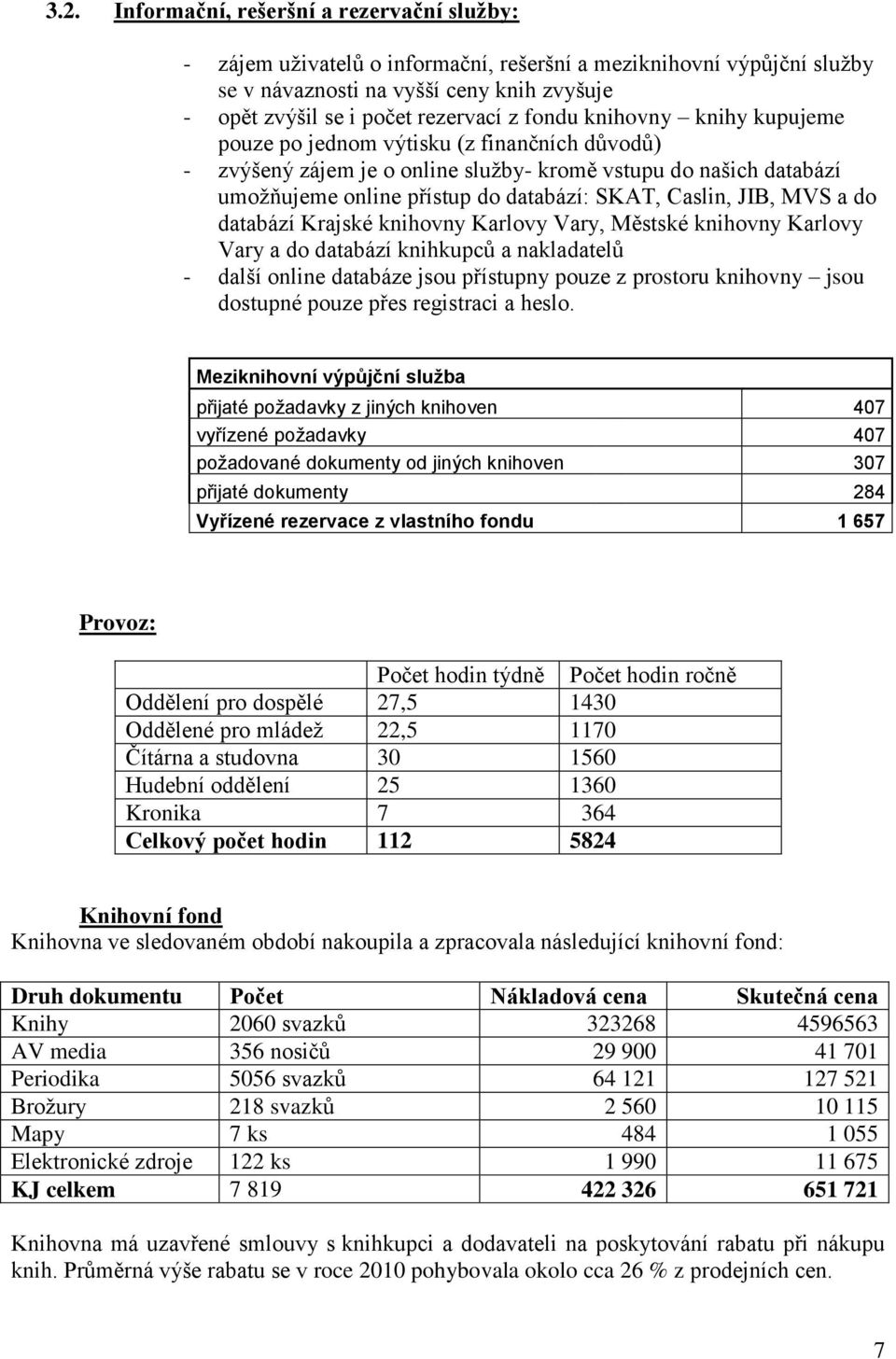 JIB, MVS a do databází Krajské knihovny Karlovy Vary, Městské knihovny Karlovy Vary a do databází knihkupců a nakladatelů - další online databáze jsou přístupny pouze z prostoru knihovny jsou