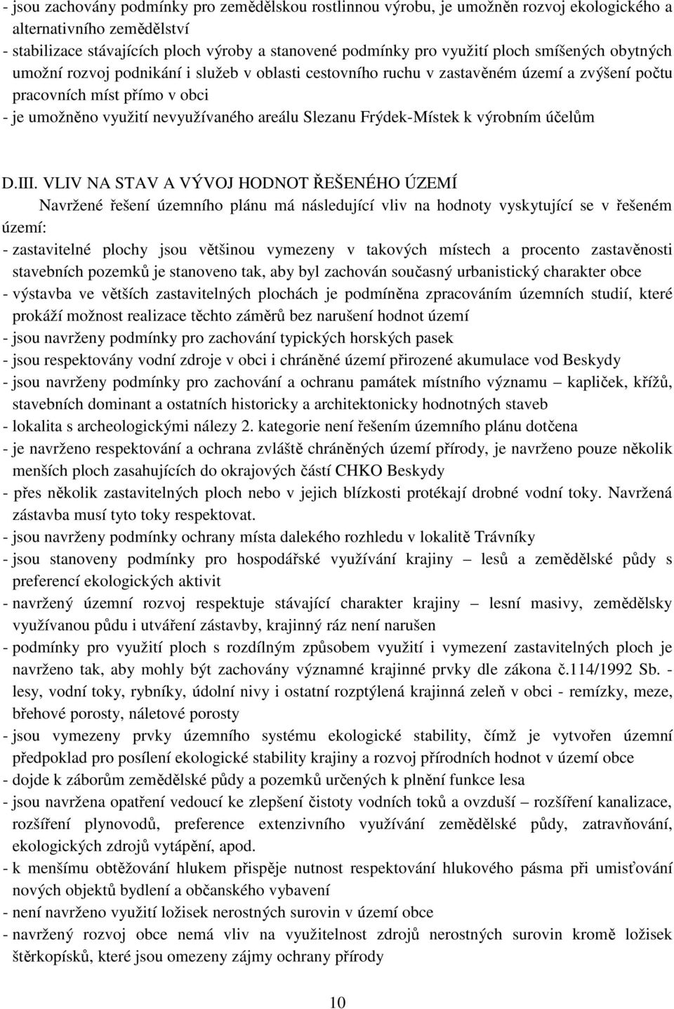Frýdek-Místek k výrobním účelům D.III.