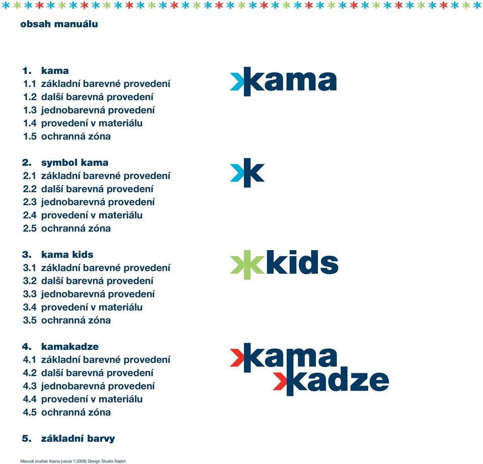 kama kids 3.1 základní barevné provedení 3.2 další barevná provedení 3.3 jednobarevná provedení 3.4 provedení v materiálu 3.5 ochranná zóna 4.