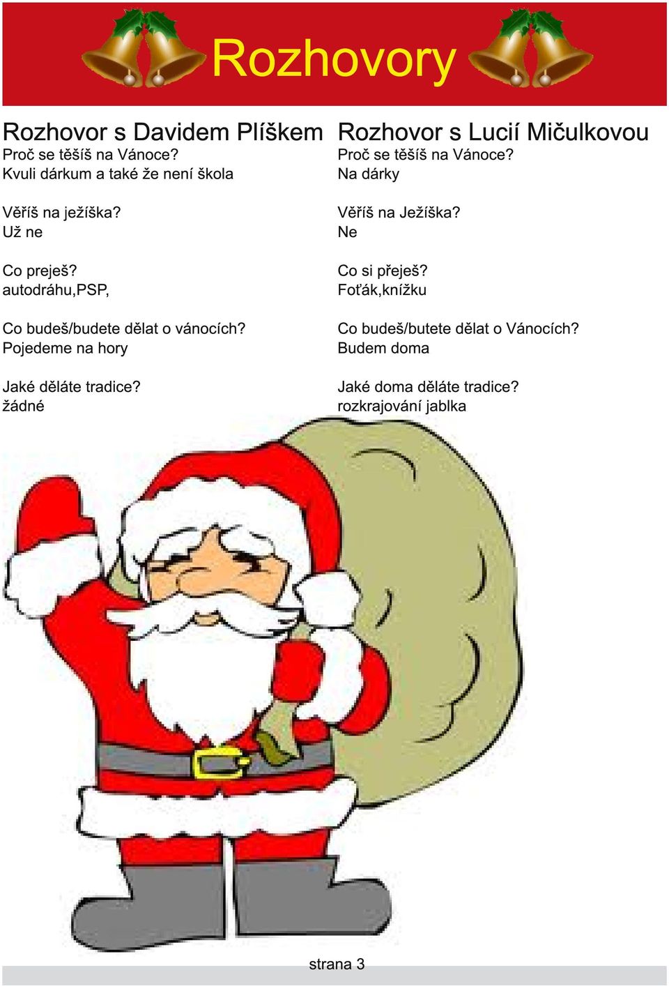 tradice žádné Rozhovor s Lucií Mičulkovou Proč se těšíš na Vánoce Na dárky Věříš na Ježíška Ne Co si