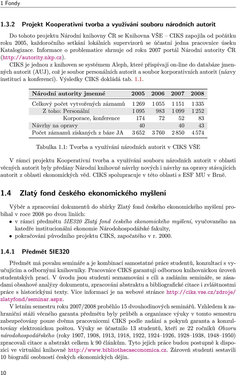 supervizorů se účastní jedna pracovnice úseku Katalogizace. Informace o problematice shrnuje od roku 2007 portál Národní autority ČR (http://autority.nkp.cz).