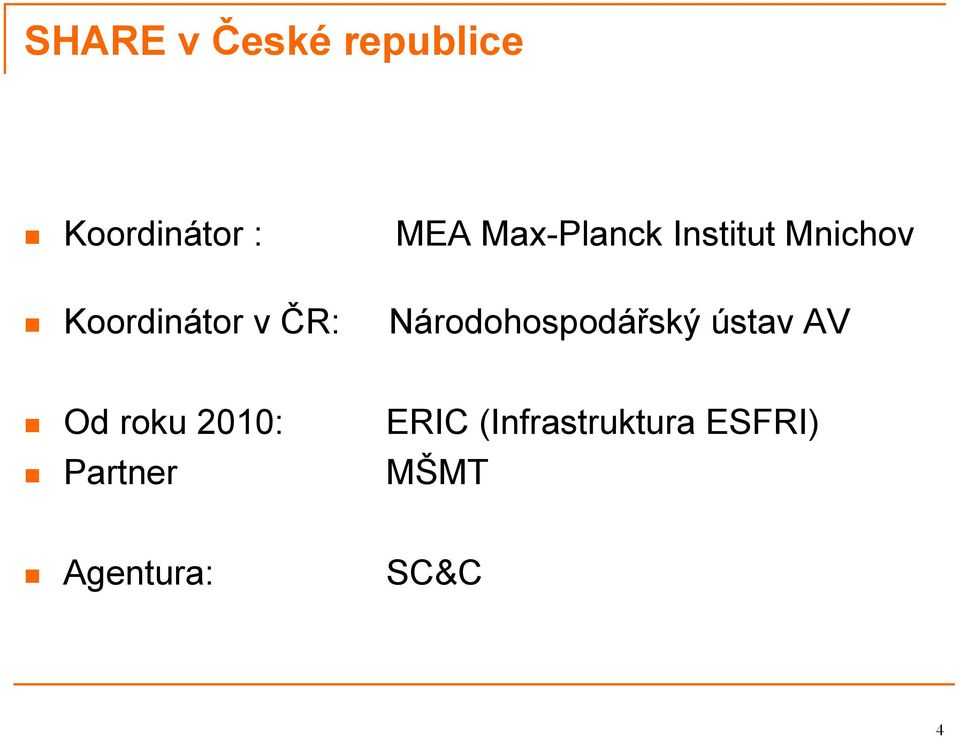 Národohospodářský ústav AV Od roku 2010: ERIC