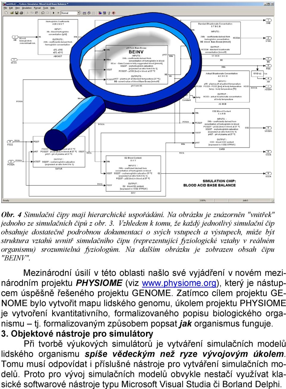 fyziologické vztahy v reálném organismu) srozumitelná fyziologům. Na dalším obrázku je zobrazen obsah čipu "BEINV".