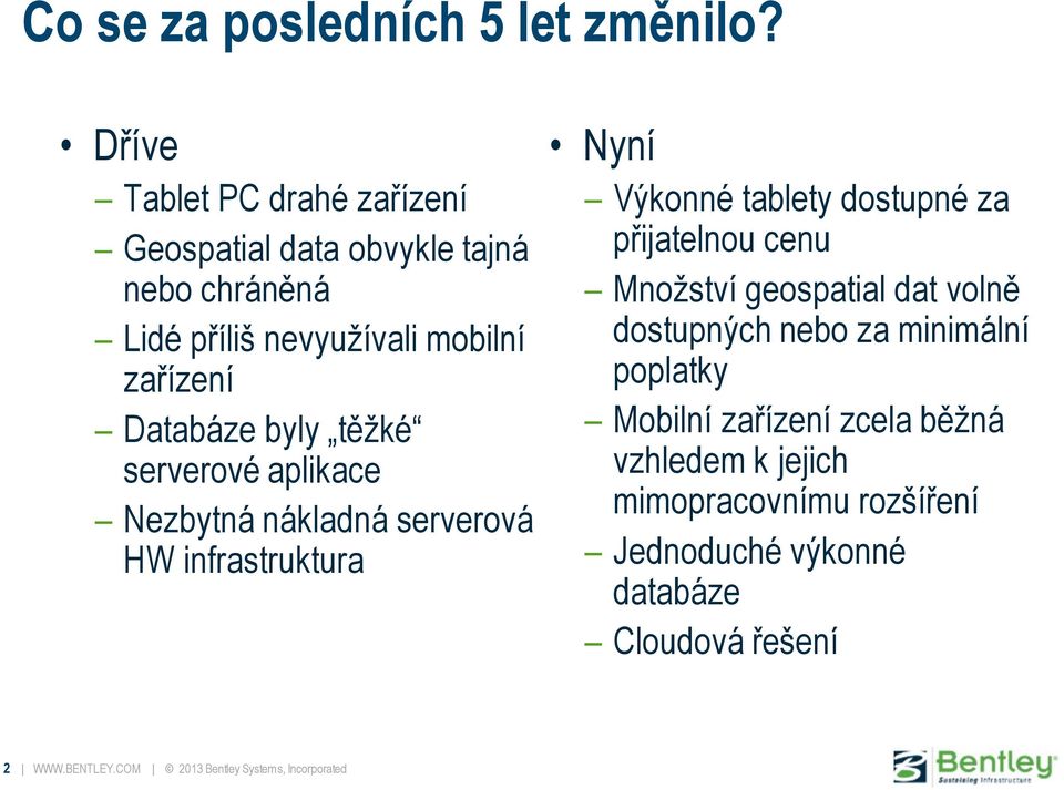 těžké serverové aplikace Nezbytná nákladná serverová HW infrastruktura Nyní Výkonné tablety dostupné za přijatelnou cenu Množství