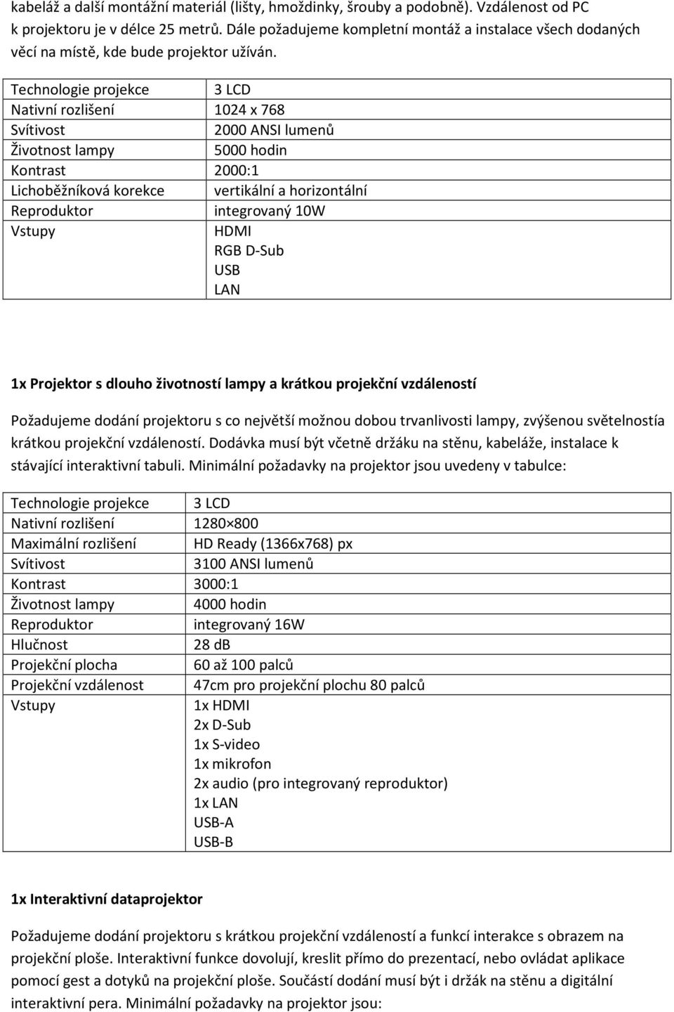 Technologie projekce 3 LCD Nativní rozlišení 1024 x 768 Svítivost 2000 ANSI lumenů Životnost lampy 5000 hodin Kontrast 2000:1 Lichoběžníková korekce vertikální a horizontální Reproduktor integrovaný