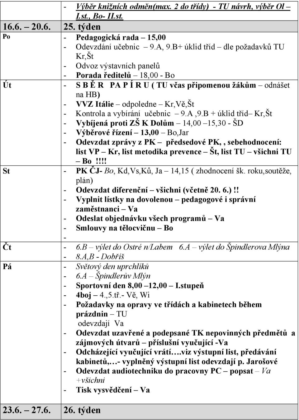 Kontrola a vybírání učebnic 9.A,9.
