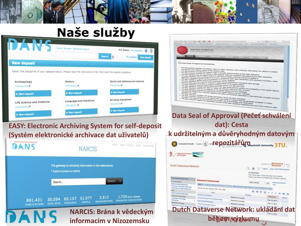 dat): Cesta k udržitelným a důvěryhodným datovým repozitářům NARCIS: Brána k