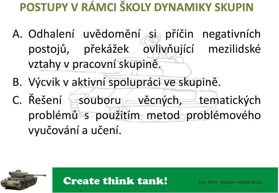 mezilidské vztahy v pracovní skupině. B.