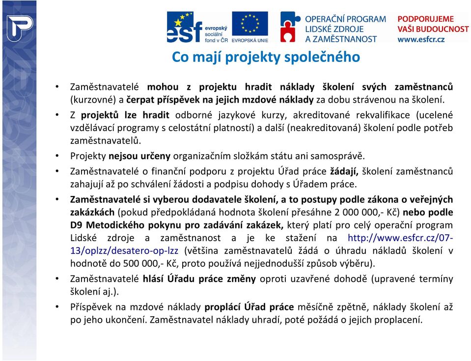 Projekty nejsou určeny organizačním složkám státu ani samosprávě.