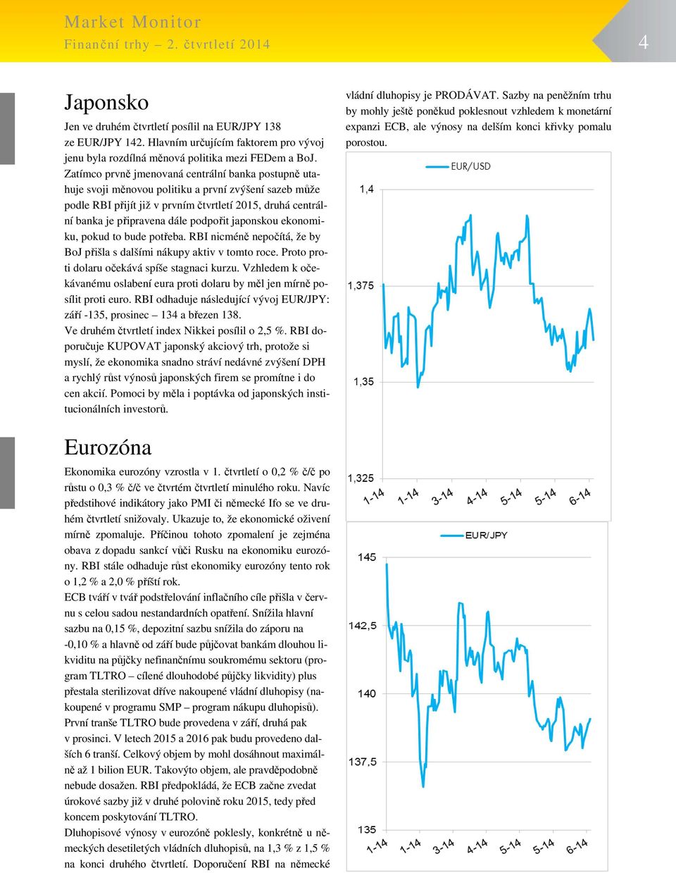 podpořit japonskou ekonomiku, pokud to bude potřeba. RBI nicméně nepočítá, že by BoJ přišla s dalšími nákupy aktiv v tomto roce. Proto proti dolaru očekává spíše stagnaci kurzu.