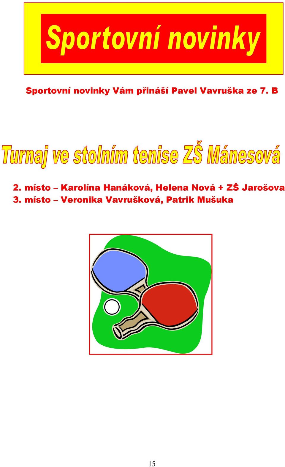 místo Karolína Hanáková, Helena Nová +