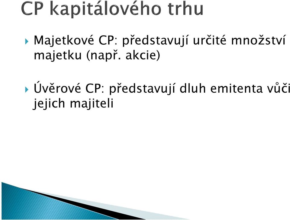 akcie) Úvěrové CP: představují