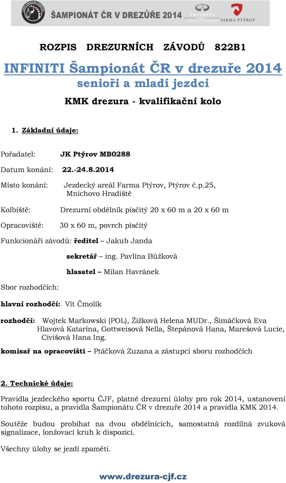 Pavlína Bůžková hlasatel Milan Havránek rozhodčí: Wojtek Markowski (POL), Žižková Helena MUDr., Šimáčková Eva Hlavová Katarína, Gottweisová Nella, Štepánová Hana, Marešová Lucie, Civišová Hana Ing.