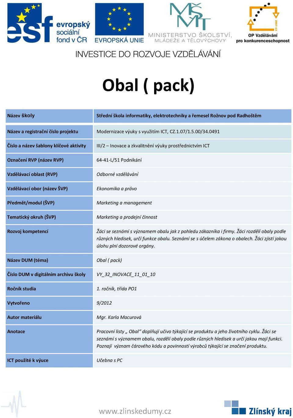 Obal ( pack) VY_32_INOVACE_11_01_10 1.