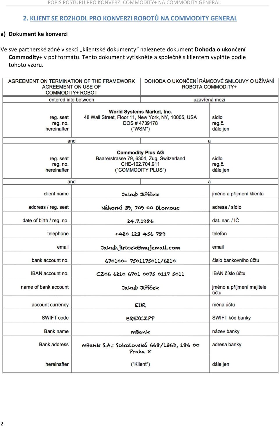 dokumenty naleznete dokument Dohoda o ukončení Commodity+ v pdf