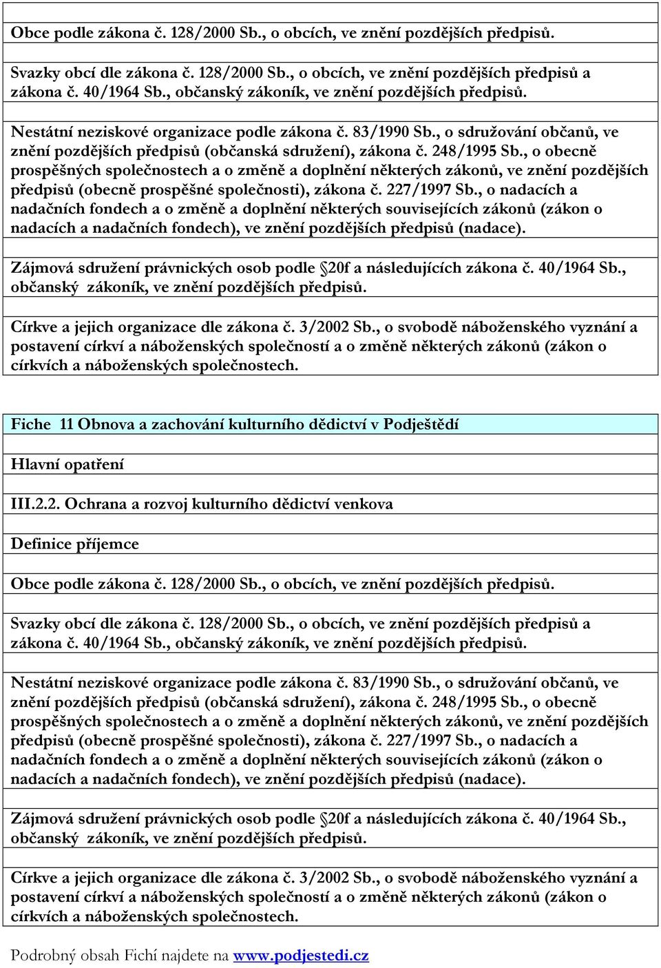 248/1995 Sb., o obecně prospěšných společnostech a o změně a doplnění některých zákonů, ve znění pozdějších předpisů (obecně prospěšné společnosti), zákona č. 227/1997 Sb.