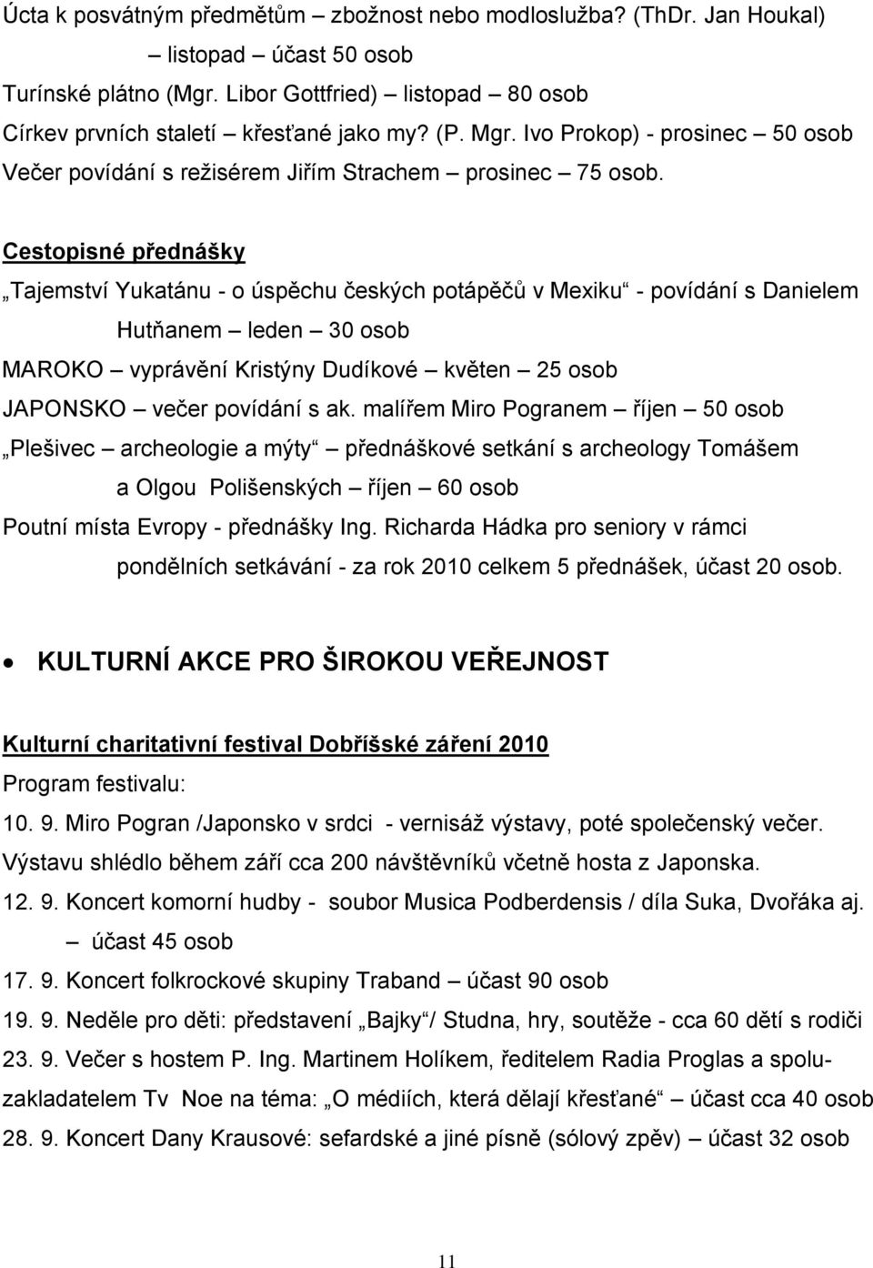 Cestopisné přednášky Tajemství Yukatánu - o úspěchu českých potápěčů v Mexiku - povídání s Danielem Hutňanem leden 30 osob MAROKO vyprávění Kristýny Dudíkové květen 25 osob JAPONSKO večer povídání s