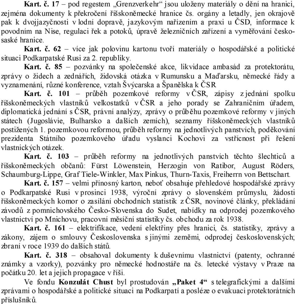 českosaské hranice. Kart. č.
