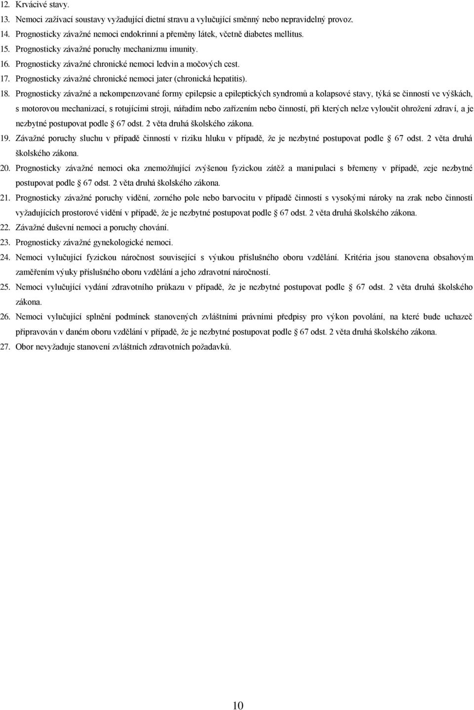17. Prognosticky závažné chronické nemoci jater (chronická hepatitis). 18.