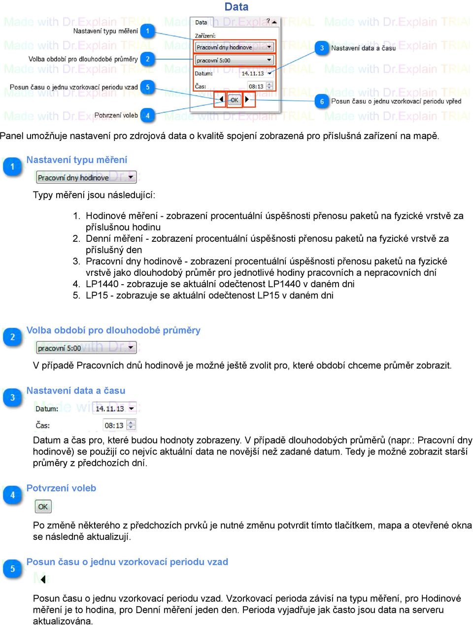 Denní měření - zobrazení procentuální úspěšnosti přenosu paketů na fyzické vrstvě za příslušný den 3.