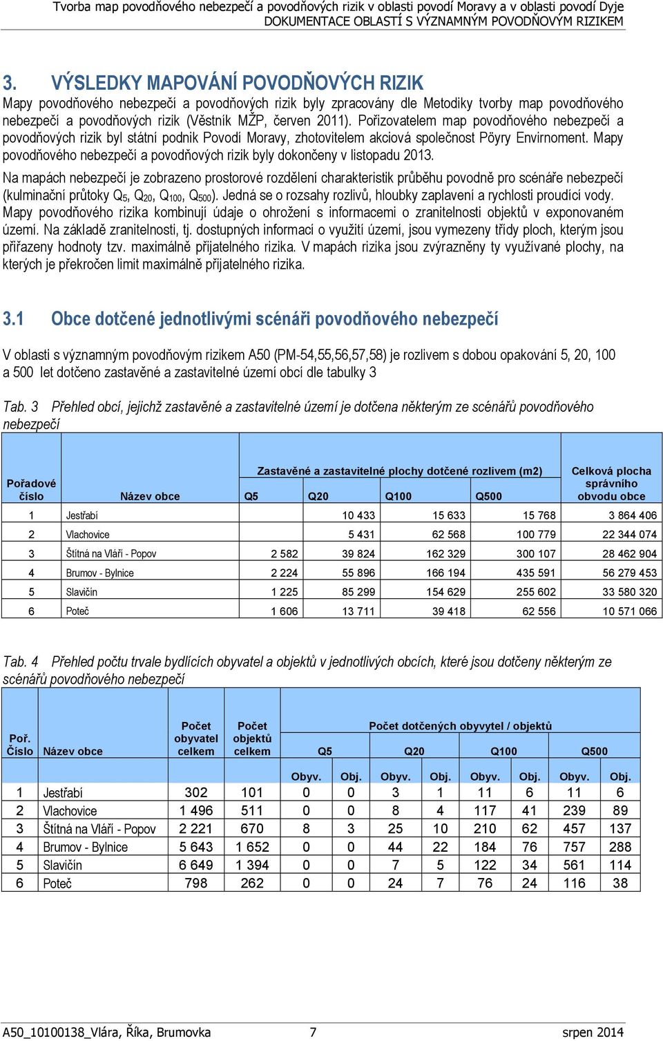 Mapy povodňového nebezpečí a povodňových rizik byly dokončeny v listopadu 2013.