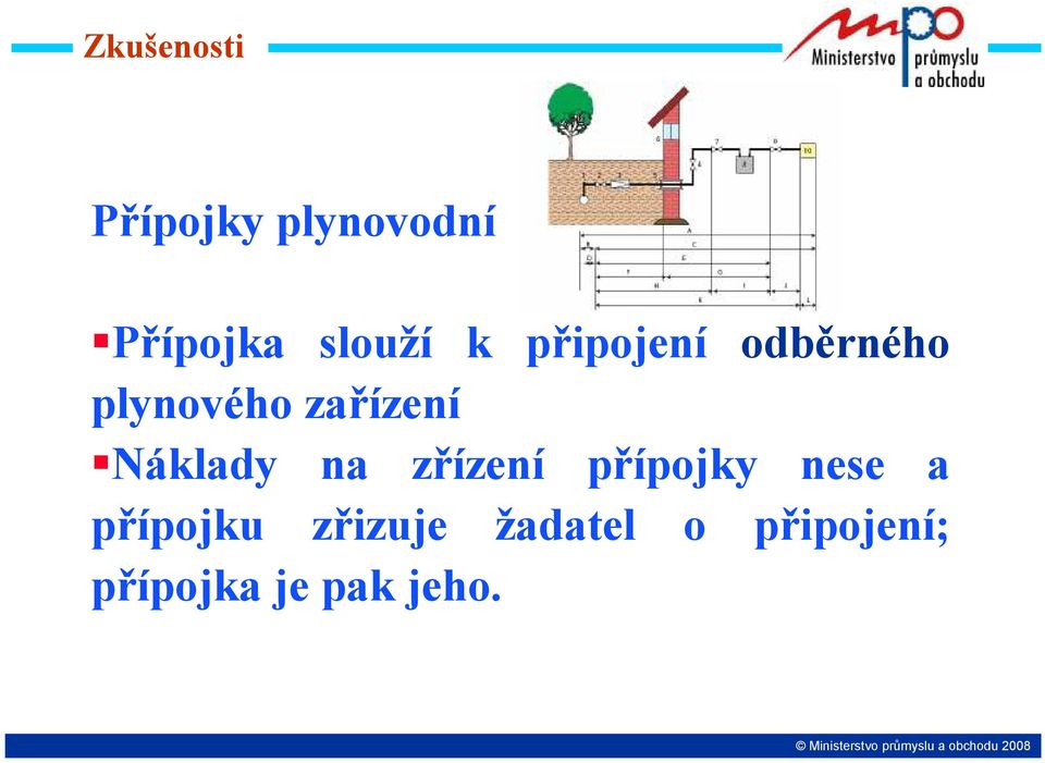 zřízení přípojky nese a přípojku zřizuje žadatel o