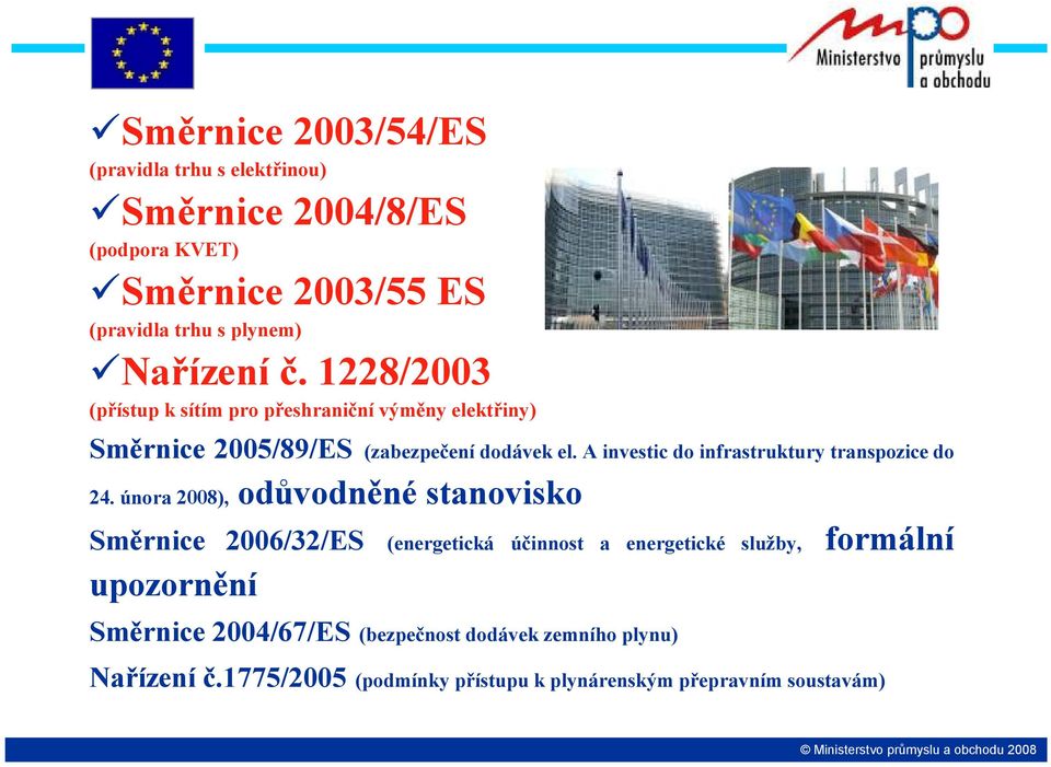 A investic do infrastruktury transpozice do 24.