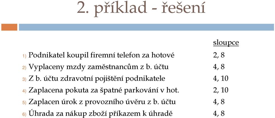 účtu zdravotní pojištění podnikatele 4, 10 4) Zaplacena pokuta za špatné