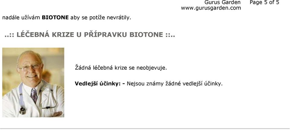 ..:: LÉČEBNÁ KRIZE U PŘÍPRAVKU BIOTONE ::.