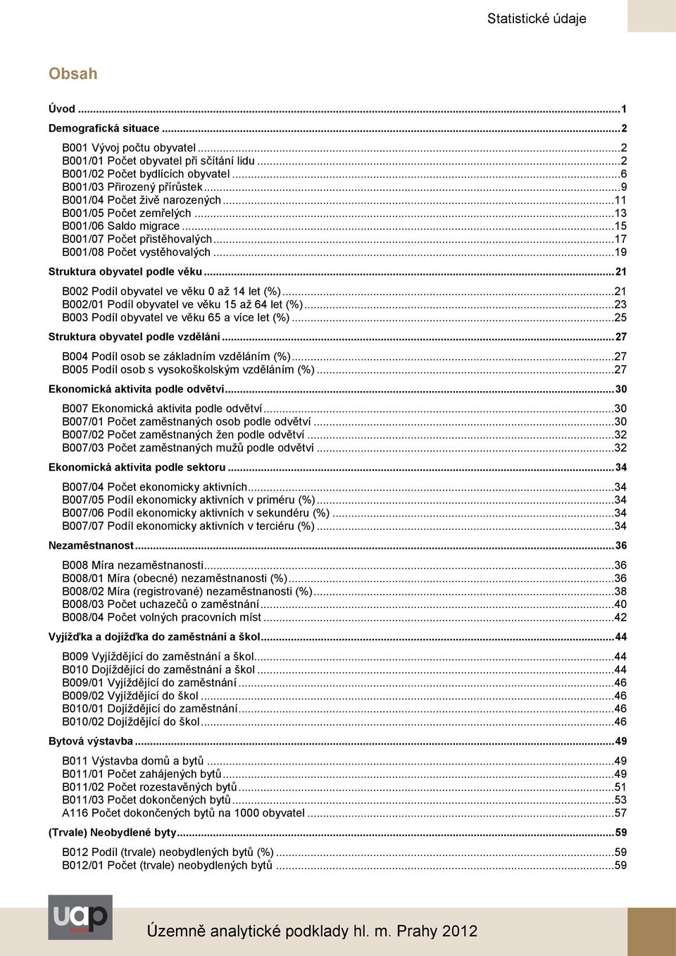 .. 21 B002 Podíl obyvatel ve věku 0 až 14 let (%)... 21 B002/01 Podíl obyvatel ve věku 15 až 64 let (%)... 23 B003 Podíl obyvatel ve věku 65 a více let (%)... 25 Struktura obyvatel podle vzdělání.