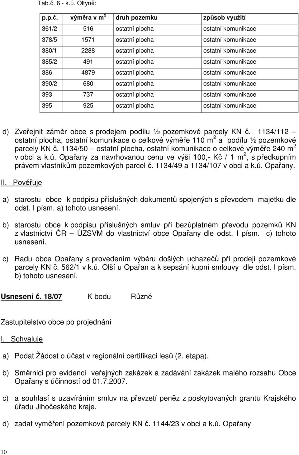 ostatní plocha ostatní komunikace 390/2 680 ostatní plocha ostatní komunikace 393 737 ostatní plocha ostatní komunikace 395 925 ostatní plocha ostatní komunikace d) Zveřejnit záměr obce s prodejem