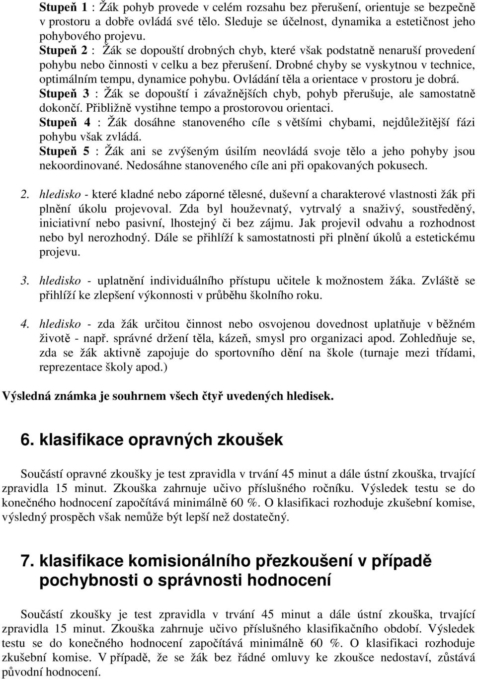 Ovládání těla a orientace v prostoru je dobrá. Stupeň 3 : Žák se dopouští i závažnějších chyb, pohyb přerušuje, ale samostatně dokončí. Přibližně vystihne tempo a prostorovou orientaci.