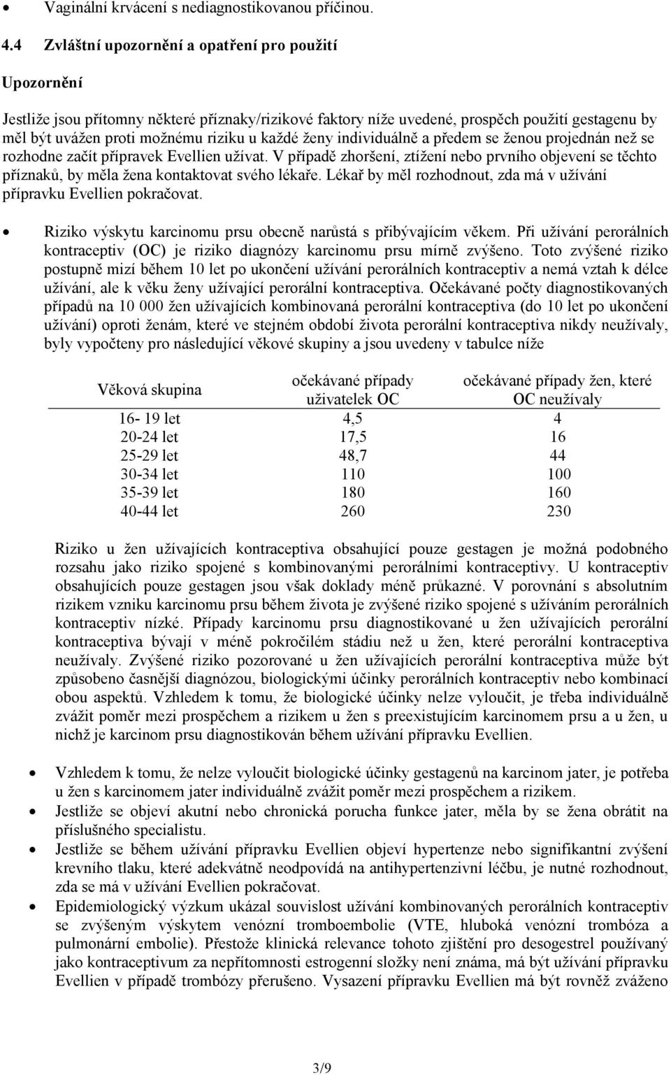 každé ženy individuálně a předem se ženou projednán než se rozhodne začít přípravek Evellien užívat.