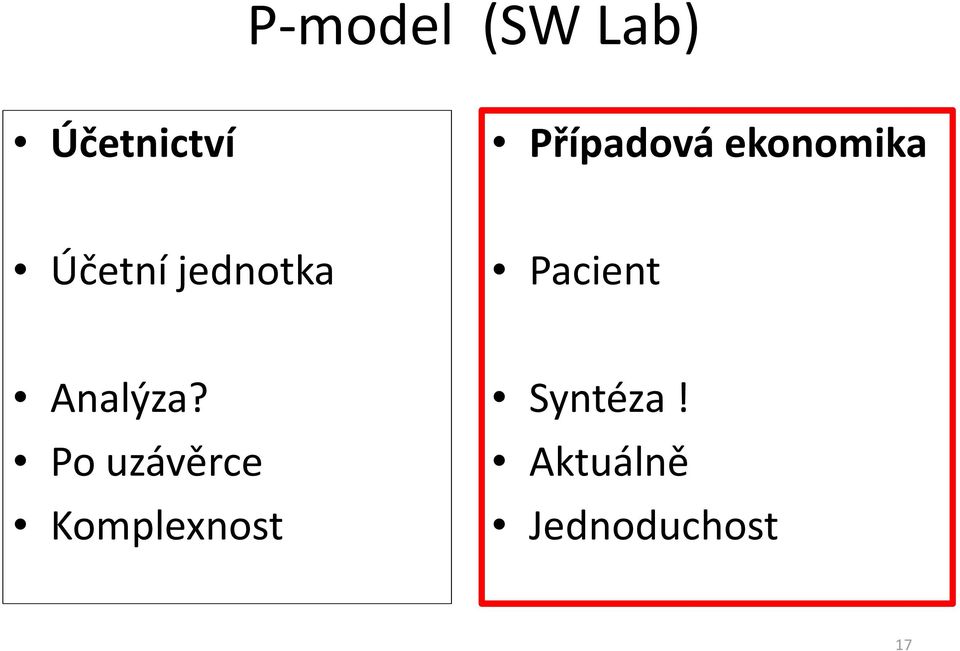 jednotka Pacient Analýza?