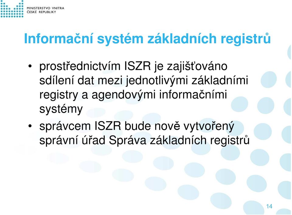 registry a agendovými informačními systémy správcem ISZR