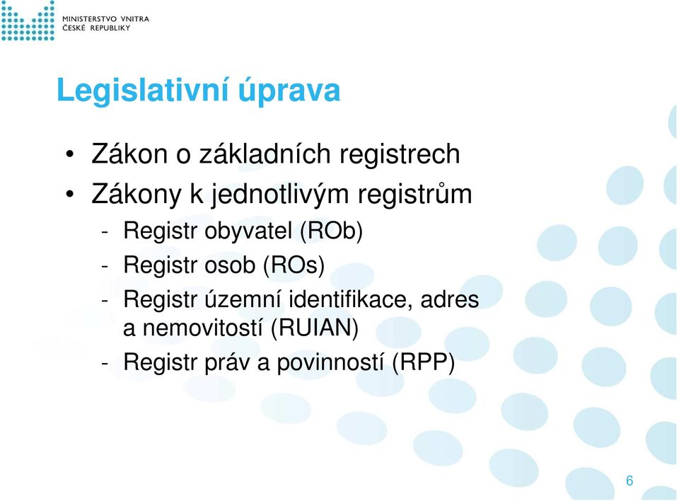 - Registr osob (ROs) - Registr územní identifikace,