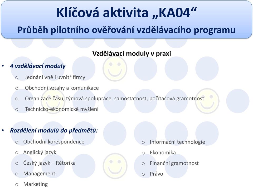 samstatnst, pčítačvá gramtnst Technick-eknmické myšlení Rzdělení mdulů d předmětů: Obchdní