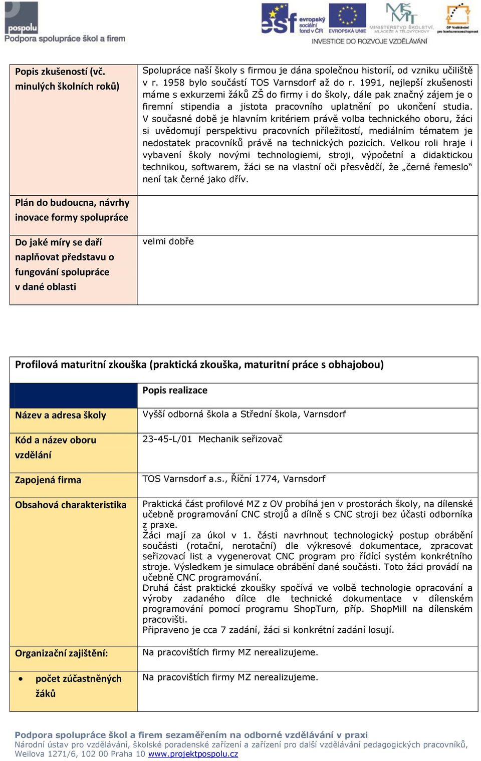 V současné době je hlavním kritériem právě volba technického oboru, žáci si uvědomují perspektivu pracovních příležitostí, mediálním tématem je nedostatek pracovníků právě na technických pozicích.