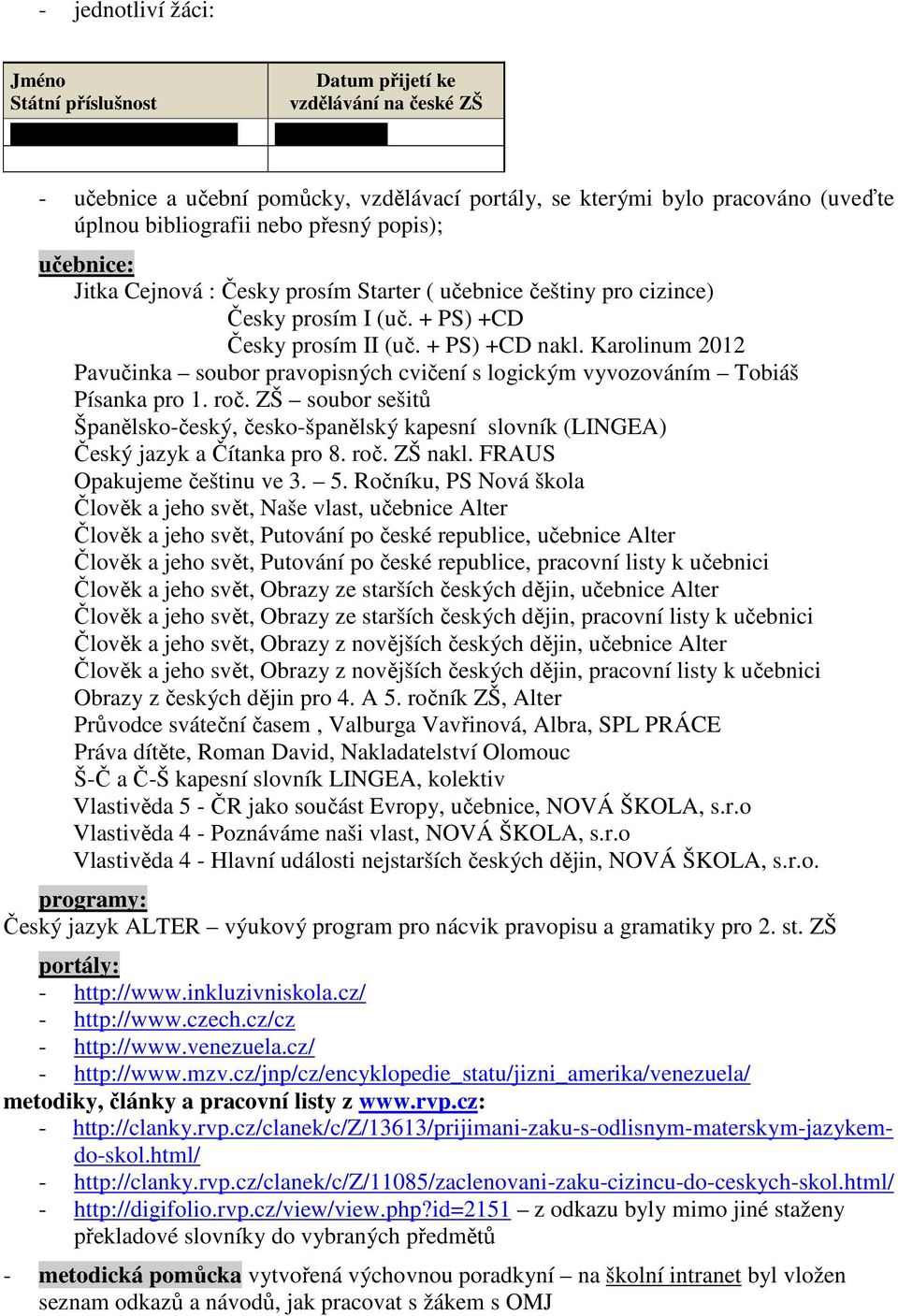 cizince) Česky prosím I (uč. + PS) +CD Česky prosím II (uč. + PS) +CD nakl. Karolinum 2012 Pavučinka soubor pravopisných cvičení s logickým vyvozováním Tobiáš Písanka pro 1. roč.