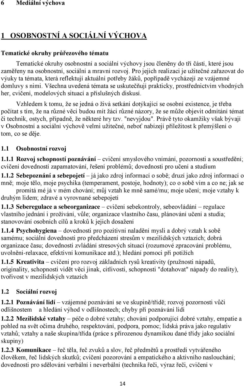 Všechna uvedená témata se uskutečňují prakticky, prostřednictvím vhodných her, cvičení, modelových situací a příslušných diskusí.